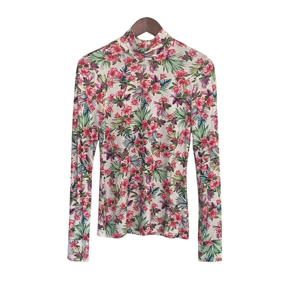 Les Reveries Floral Tropical Top Long Sleeve Fitted Size S